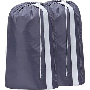 2 Pack XL Nylon Laundry Bag with Strap, Large Dirty Garments Organizer, Easy Fit